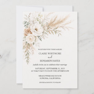 Invitation Élégant mariage botanique Pampas