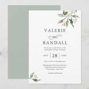 Invitation Elégant Mariage botanique simple aquarelle