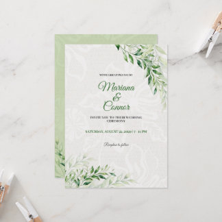 Invitation Élégant Mariage botanique vert