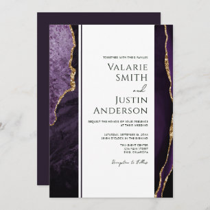 Invitation Élégant Mariage budget d'âge violet tout en un