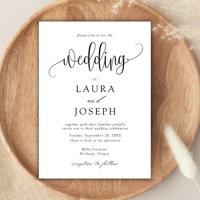 Invitation Élégant Mariage Calligraphié de Style Classique (Elegant classic calligraphy script invitation brings refined romance to your wedding announcement)
