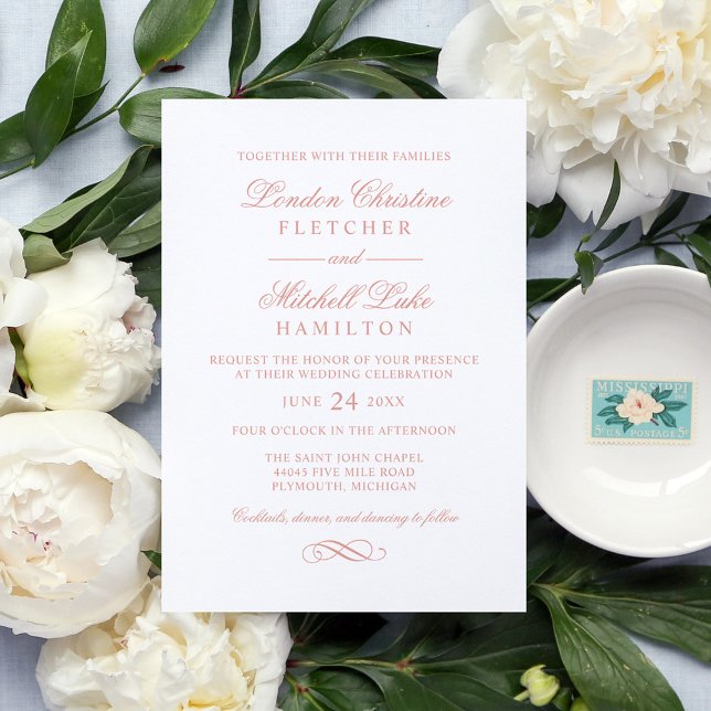 Invitation Élégant Mariage Calligraphie Rose Gold (Créateur téléchargé)