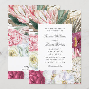 Invitation Elégant Mariage campagnard floral Boho aquarelle