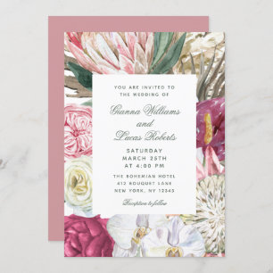 Invitation Elégant Mariage campagnard floral Boho aquarelle