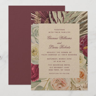 Invitation Elégant Mariage campagnard floral Boho aquarelle