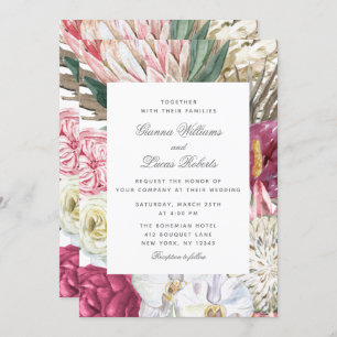 Invitation Elégant Mariage campagnard floral Boho aquarelle