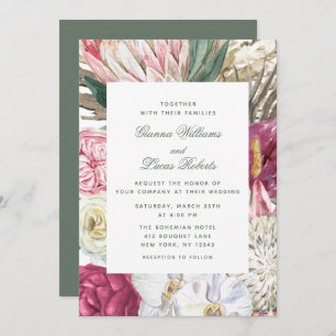 Invitation Elégant Mariage campagnard floral Boho aquarelle