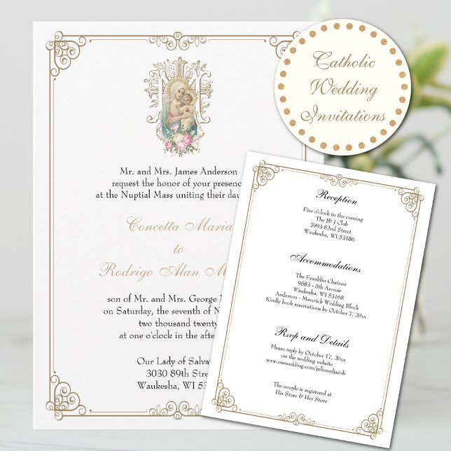 Invitation Élégant mariage catholique Marie & Jésus  (Créateur téléchargé)