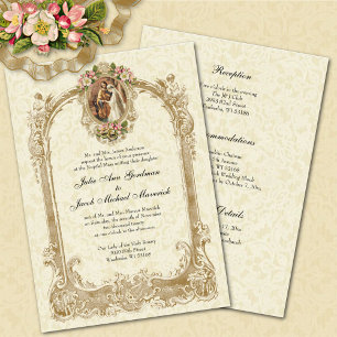 Invitation Élégant Mariage catholique traditionnel et récepti