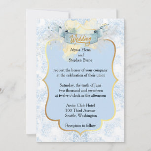 Invitation Elégant Mariage Champagne Bleu et Blanc
