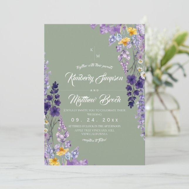 Invitation Élégant mariage champêtre sauvage sage (Debout devant)