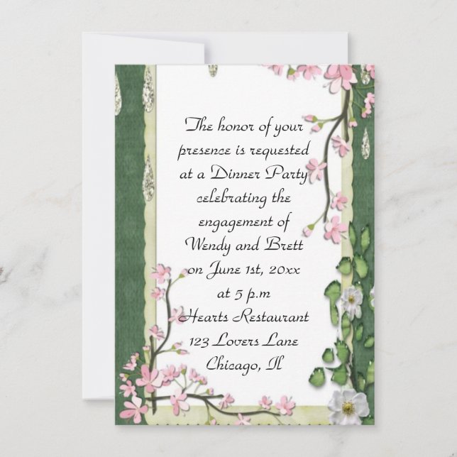 Invitation Élégant Mariage ChiChi Floral Fiançailles (Devant)