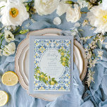 Invitation Élégant Mariage citron en carrelage bleu italien<br><div class="desc">Elégante collection de Mariages en carrelage bleu italien avec des couleurs bleu poussiéreuses et du citron sucré, un script élégant et des détails de police élégants, moderne et romantique, idéal pour les mariages d'été sur le thème du jardin. Si vous avez besoin d'un autre produit correspondant ou de la personnalisation,...</div>