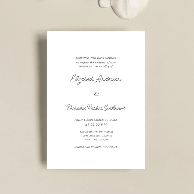 Invitation élégant mariage classique calligraphié  (Créateur téléchargé)