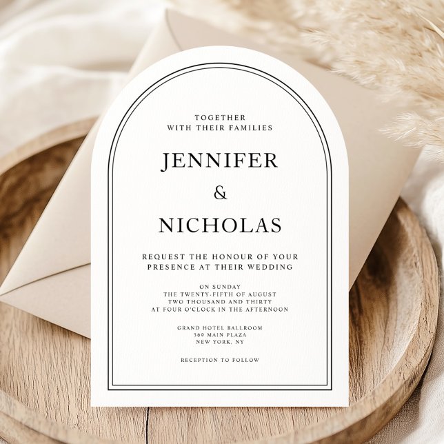 Invitation Élégant Mariage Classique Noir Et Blanc (Elegant Classic Formal Black And White Wedding Invitation)
