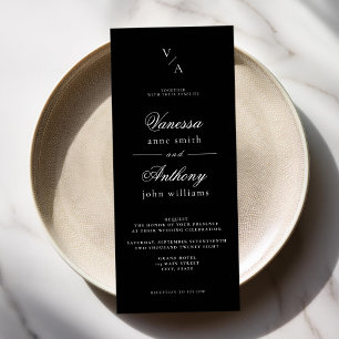 Invitation Élégant Mariage classique noir et blanc