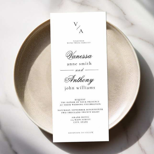 Invitation Élégant Mariage classique noir et blanc (Créateur téléchargé)