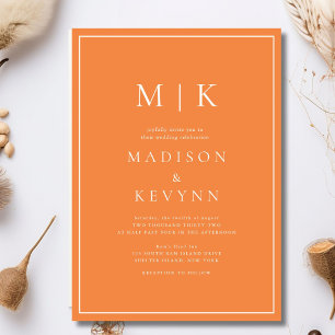 Invitation Elégant Mariage classique orange et blanc