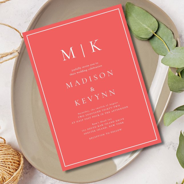 Invitation Élégant Mariage classique rose chaud (Créateur téléchargé)