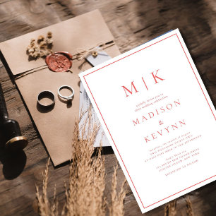 Invitation Élégant Mariage classique rose chaud