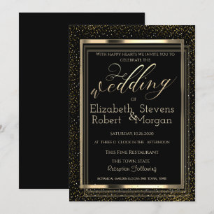 Invitation Élégant Mariage Confetti Cadre élégant