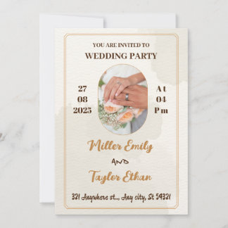 Invitation Elégant mariage crème avec un anneau de mariage