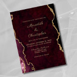 Invitation Élégant Mariage d'âge de la Bourgogne noire<br><div class="desc">Elégant Faire-part de mariage d'Agate de Bourgogne Noire. Élégante géométrie en marbre noir bordeaux avec des accents en parties scintillant dorée. Parfait pour les mariages d'hiver ou de vacances.</div>