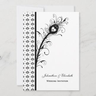 Invitation Elégant Mariage damassé noir et blanc