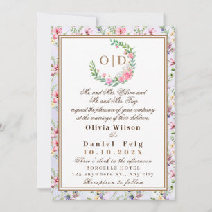 Invitation Élégant Mariage d'aquarelle de couleur rose pâle