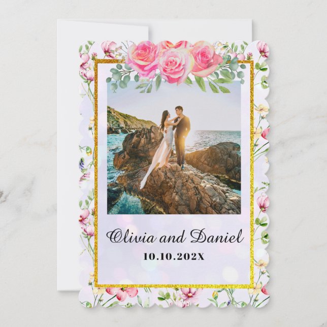 Invitation Élégant Mariage d'aquarelle de couleur rose pâle (Devant)