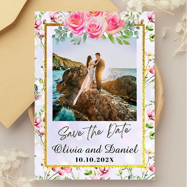 Invitation Élégant Mariage d'aquarelle de couleur rose pâle (Créateur téléchargé)