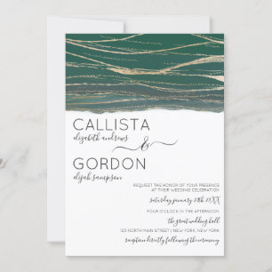 Invitation Elégant Mariage d'aquarelle de la Veine verte de l