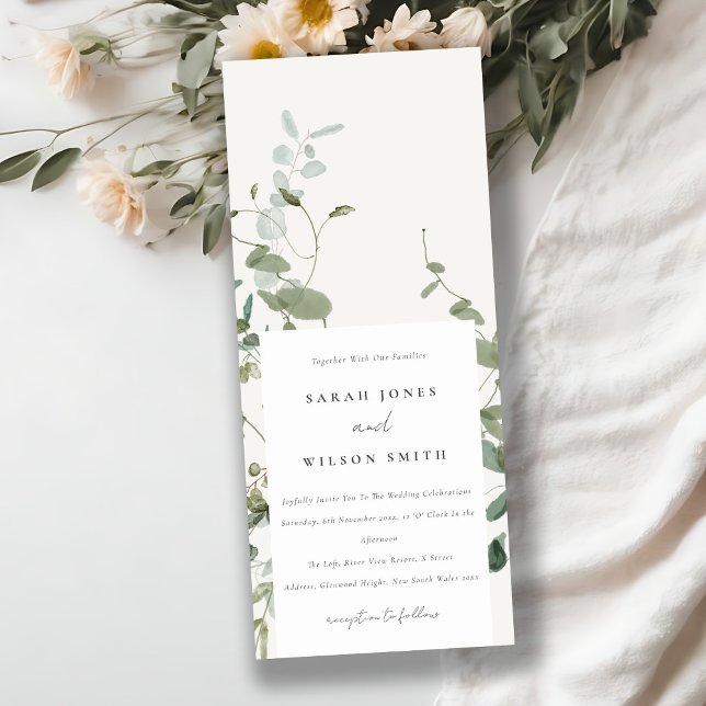 Invitation Elégant Mariage d'aquarelle d'Eucalyptus Botanique (Créateur téléchargé)