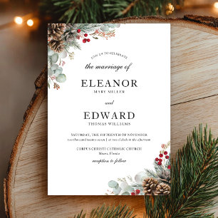 Invitation Élégant Mariage d'aquarelle d'hiver de Noël