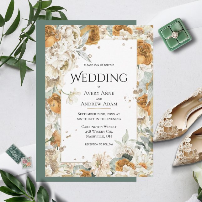Invitation Elégant Mariage d'aquarelle d'or neutre (Créateur téléchargé)