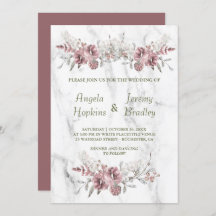 Elégant Mariage d'aquarelle en marbre floral