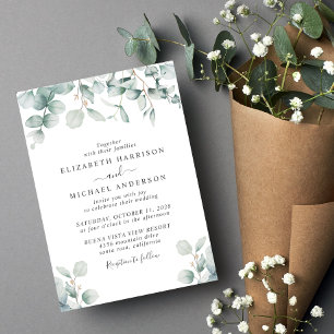 Invitation Elégant Mariage d'aquarelle Eucalyptus