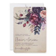 Elégant Mariage d'aquarelle florale bordeaux