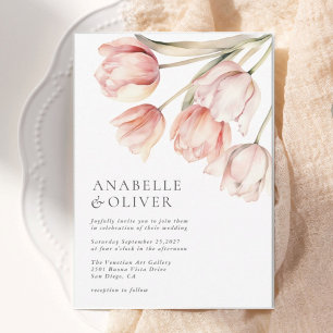 Invitation Elégant Mariage d'aquarelle florale Tulipe