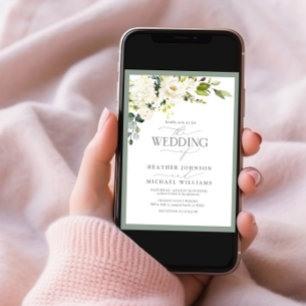 Invitation Elégant Mariage d'aquarelle gris blanc vert