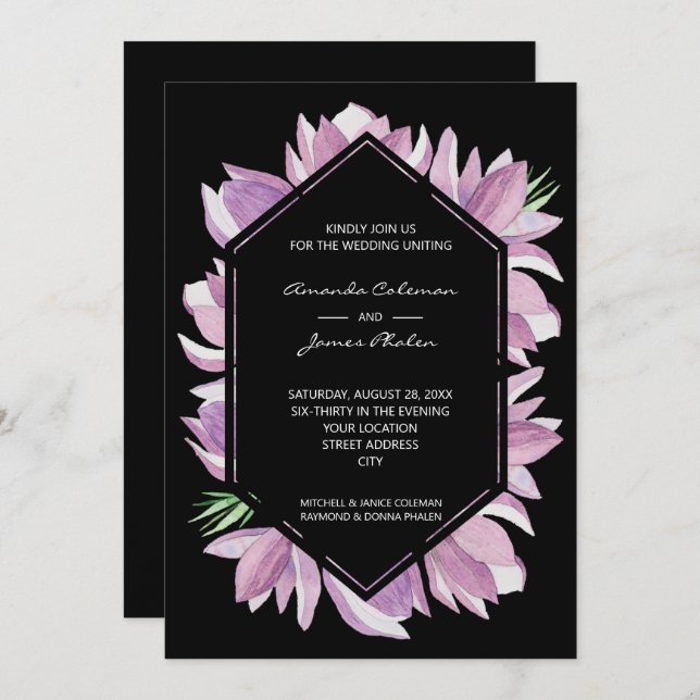 Invitation Elégant Mariage d'aquarelle Magnolia (Devant / Derrière)
