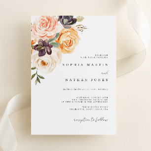 Invitation Élégant Mariage d'aquarelle orange brûlé