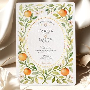 Invitation Elégant Mariage d'aquarelle orange Grove