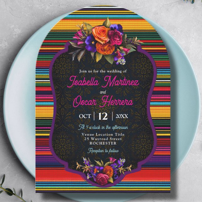 Invitation Élégant mariage d'arc de fleurs mexicain (Créateur téléchargé)