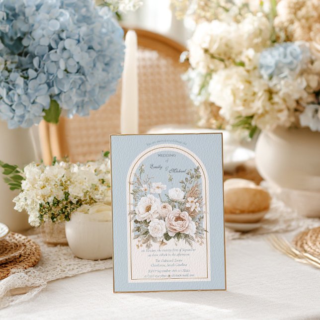 Invitation Élégant Mariage d'arc floral neutre (Créateur téléchargé)