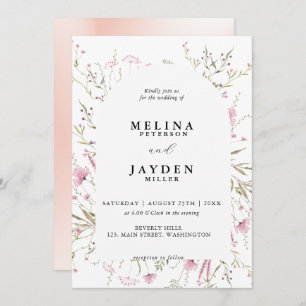 Invitation Élégant Mariage d'arc floral rose sauvage