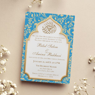 Invitation Élégant Mariage d'arc islamique bleu clair