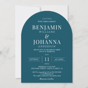 Invitation Élégant Mariage d'arc Turquoise
