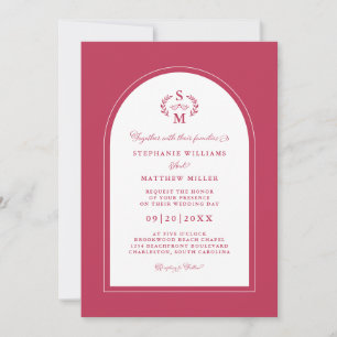 Invitation Élégant Mariage d'arche de Cimier Magenta