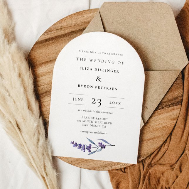 Invitation Élégant Mariage d'arche de lavande florale (Créateur téléchargé)